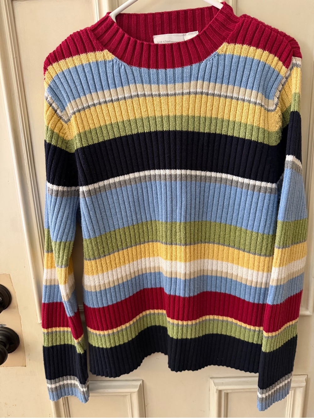 Liz Claiborne Multi-Color Ribbed Crewneck Sweater